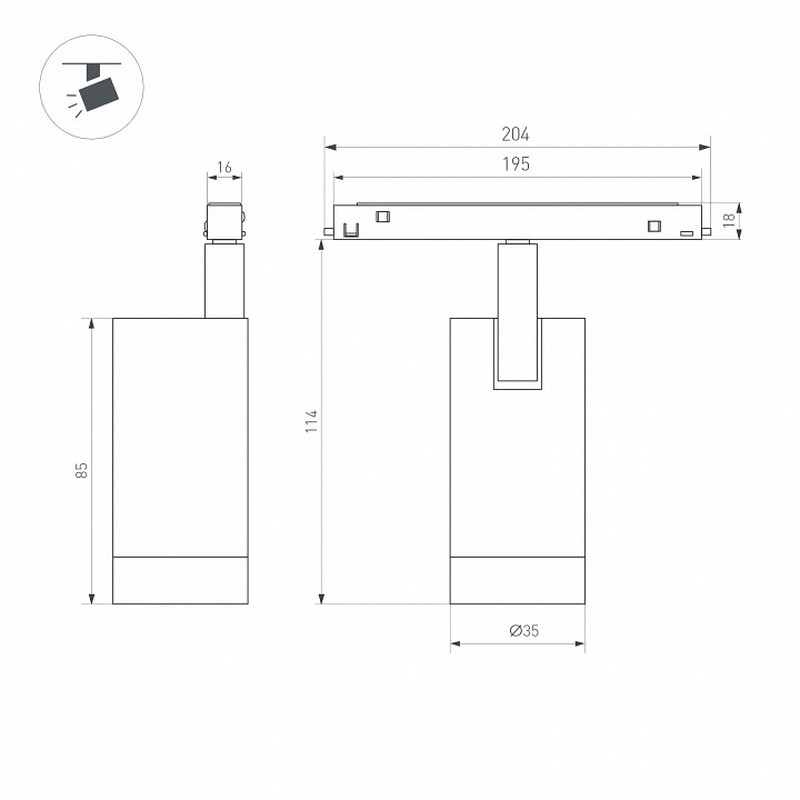 Трековый светодиодный светильник Arlight Mag-Orient-Spot-R35-6W Warm3000 040888 - 2