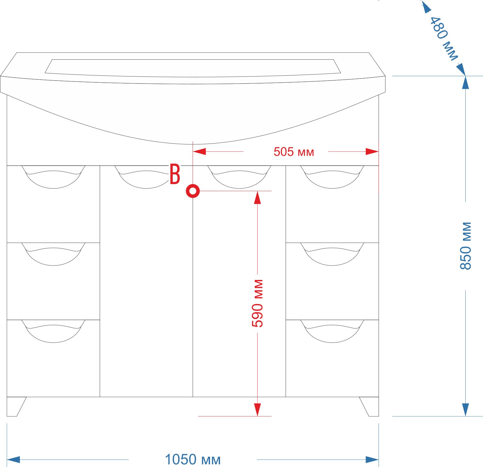 Тумба для комплекта Misty Орхидея 105 бежевая эмаль П-Орх01105-0312Я - 3