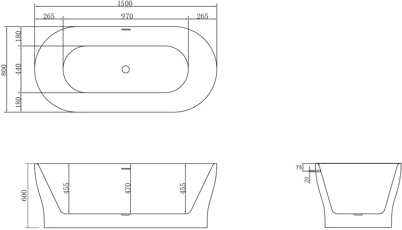 Акриловая ванна BelBagno BB405-1500-800 - 4