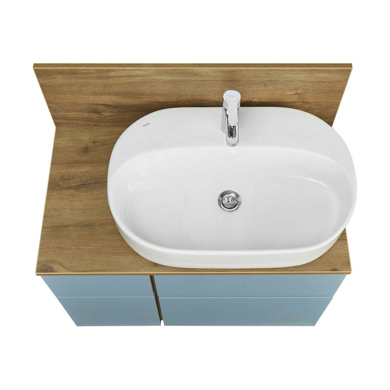 Тумба с раковиной Одри 62 и столешницей Aquaton Мишель 80 светлое дерево-голубой 1A2568K1MIDR0 - 1