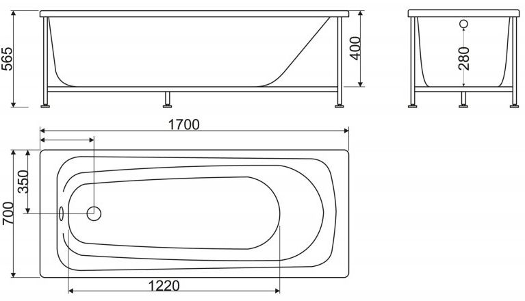 Акриловая ванна BelBagno BB102-170-70 - 5