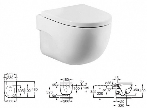 Комплект Roca Meridian Rimless без клавиши смыва 893104990 - 1