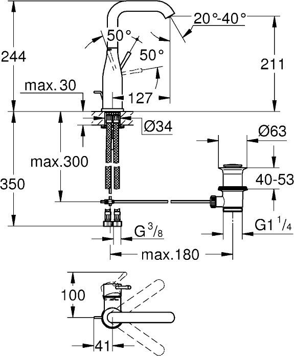 Смеситель Grohe Essence New для раковины 32628001 - 5