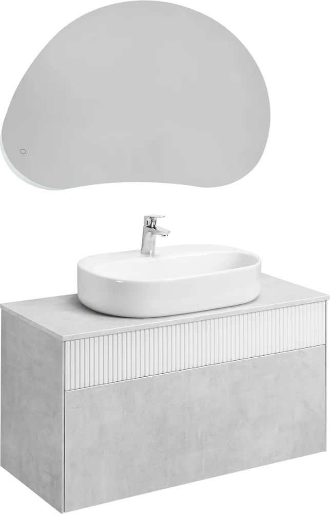 Тумба с раковиной Aquaton Марбл 100 белый-серый 1A2763K3MH4C0 - 4