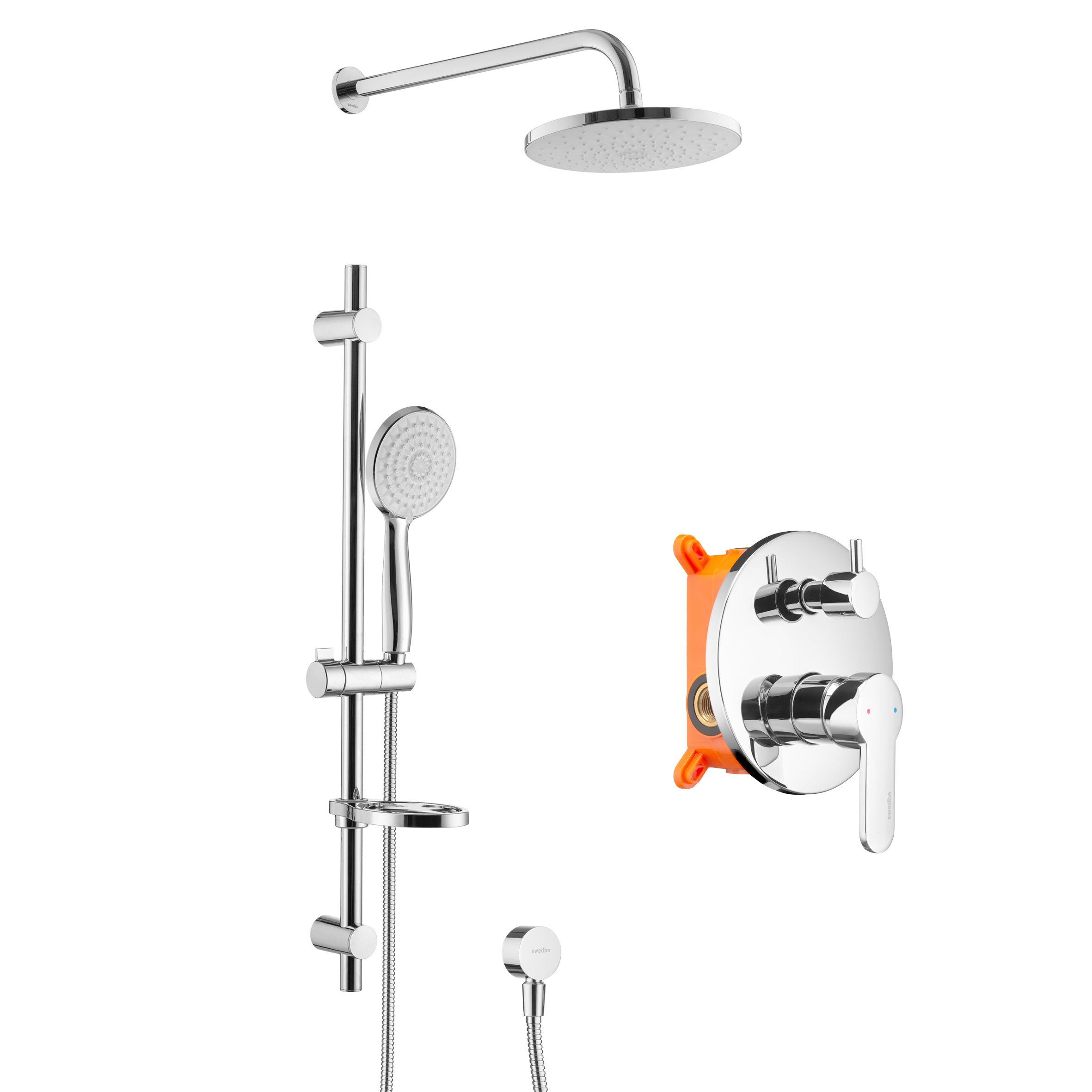 Swedbe Platta Душевой комплект со встроенным смесителем (с монтажным боксом) и верхним душем 5535 - 0