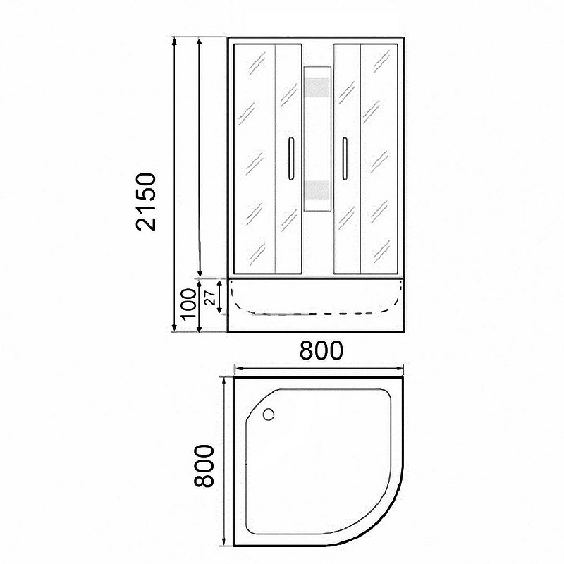 Душевая кабина Parly Frost 80х80 хром стекло матовое F811 - 2