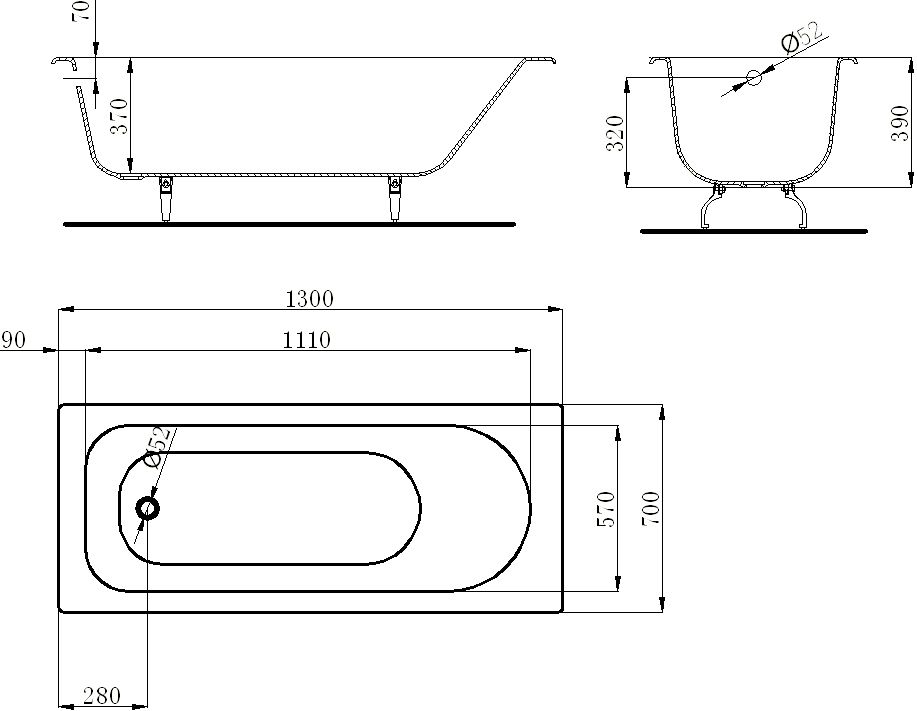 Чугунная ванна Byon Byon 130x70  V0000216 - 1