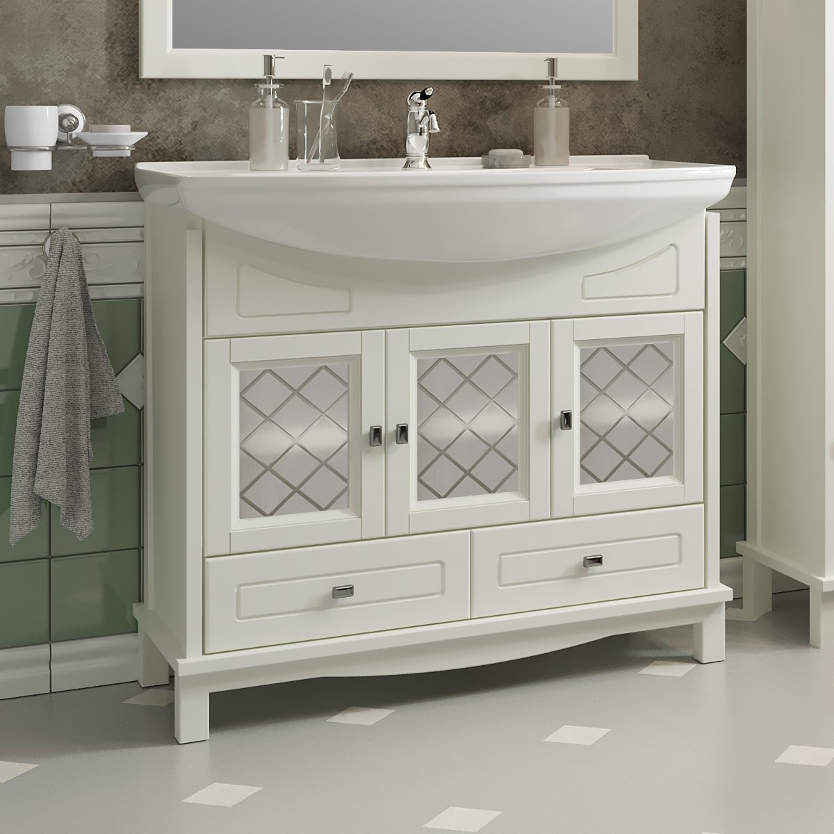 Тумба с раковиной Opadiris Омега 85 cлоновая кость - 0