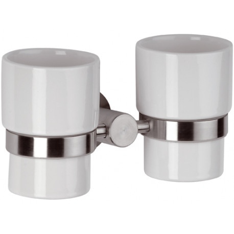 Remer Minimal Двойной держатель со стаканами керамика настенный MI16INOXCR - 0