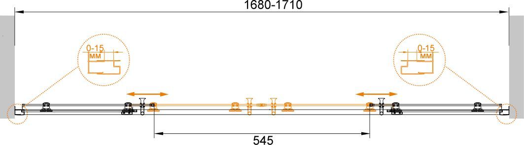 Шторка на ванну Cezares ECO-O-VF-2-170/145-C-Cr стекло прозрачное - 5