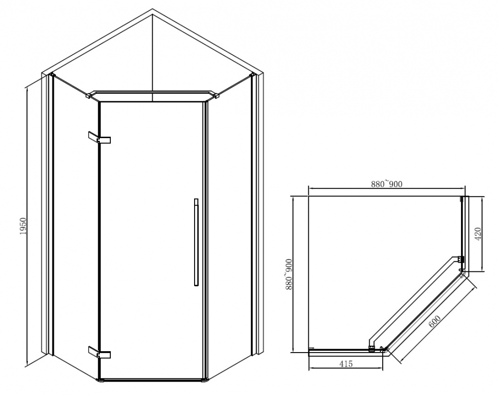 Душевой уголок ABBER Ewiges Wasser AG05090B - 4