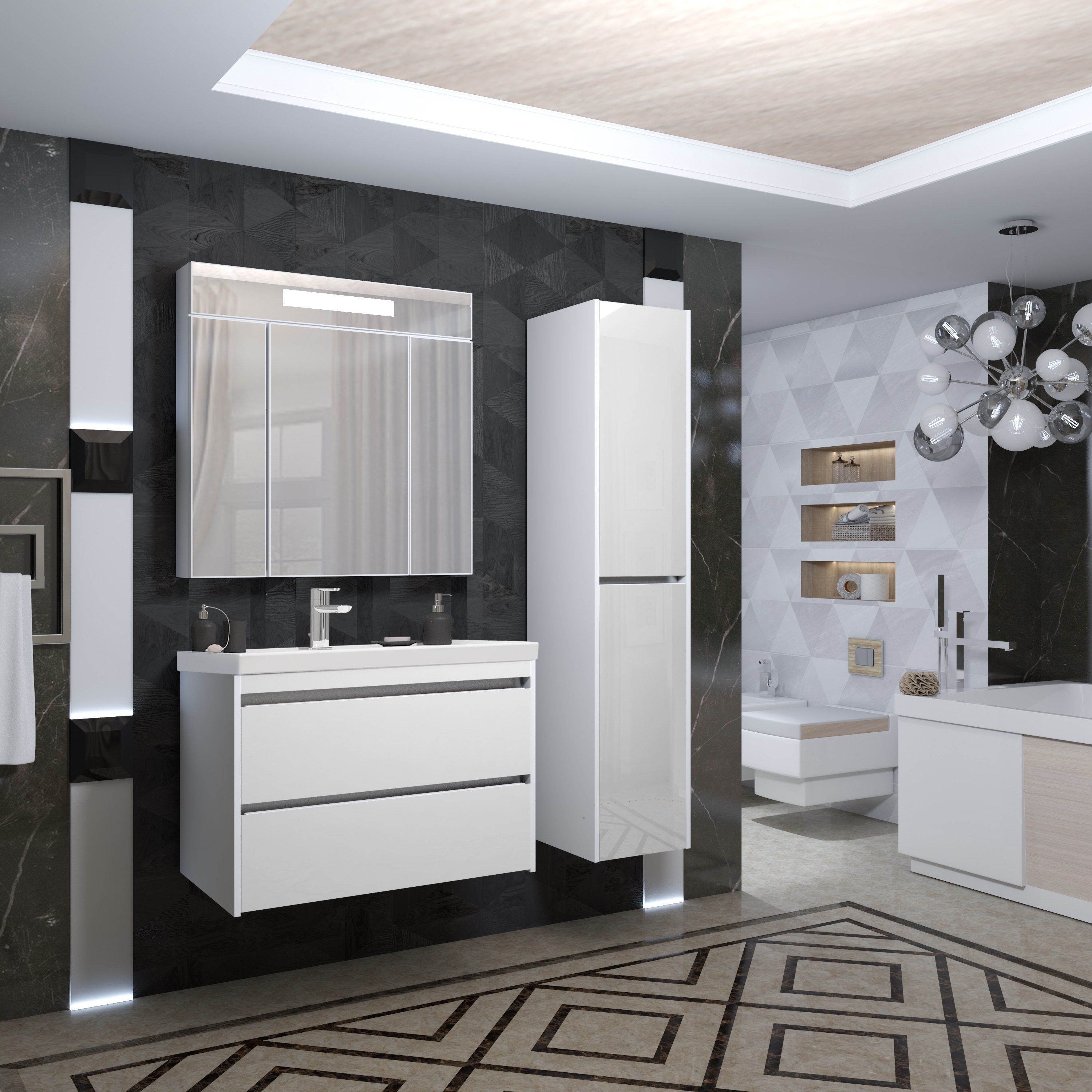 Тумба с раковиной Opadiris Фреш 80 белая - 1