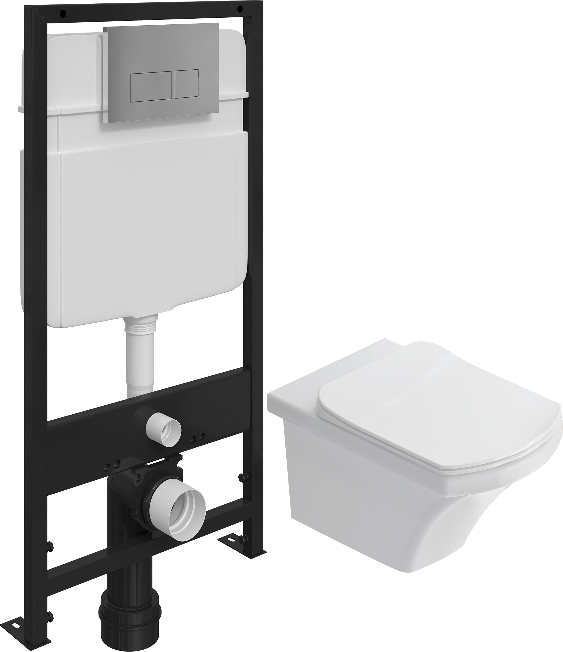 Комплект Унитаз подвесной STWORKI Хальмстад SETK2804-0606-001-1-6000 с микролифтом + Система инсталляции для унитазов EWRIKA ProLT 0026-2020 с кнопкой смыва 0041 хром 560214 - 0