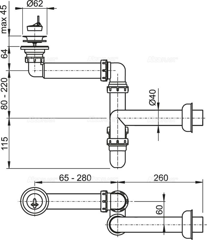 Сифон для раковины AlcaPlast   A413 - 1