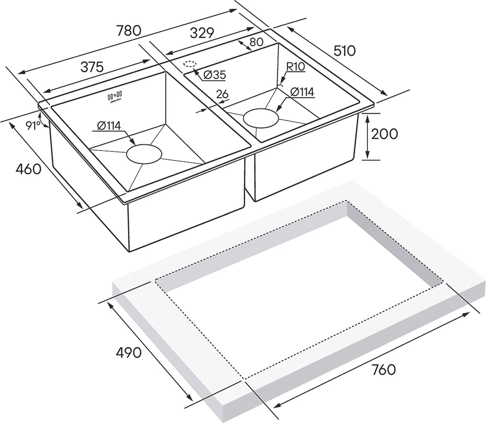 Мойка кухонная Paulmark Helfer 78 брашированное золото PM237851-BG - 3