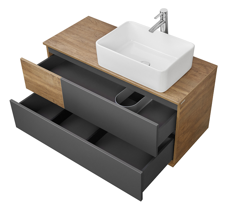 Тумба под раковину Aquaton Терра 105 светлое дерево-серый 1A246901TEKA0 - 6