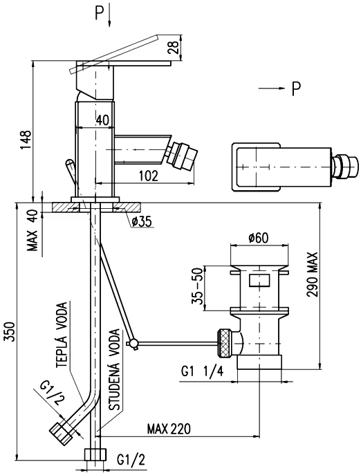 Смеситель для биде Rav Slezak Loira золото LR545.5KZ - 1