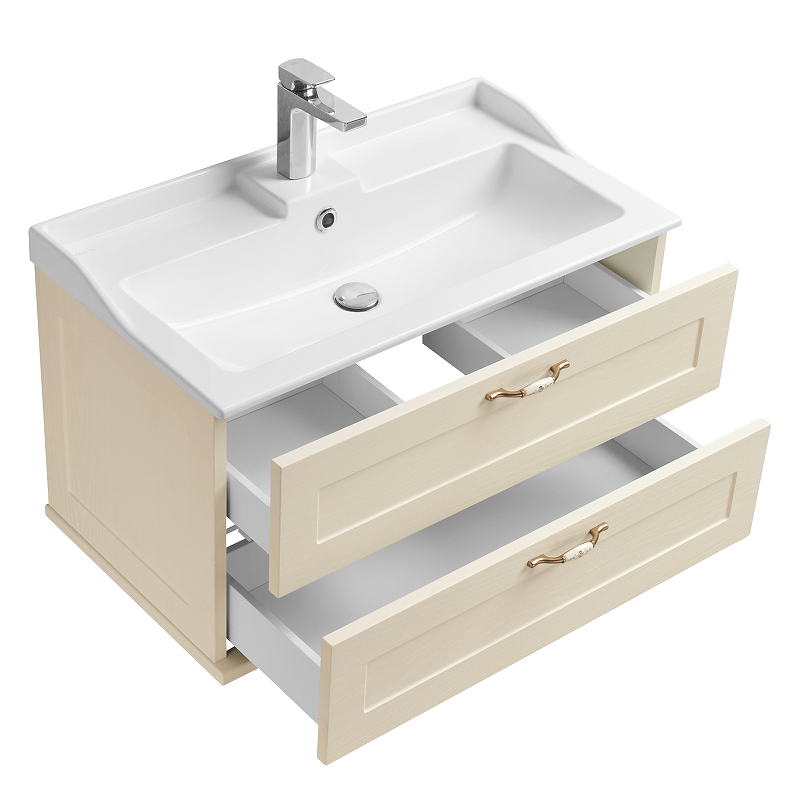 Комплект мебели подвесной Aquaton Леон 80 бежевый - 3