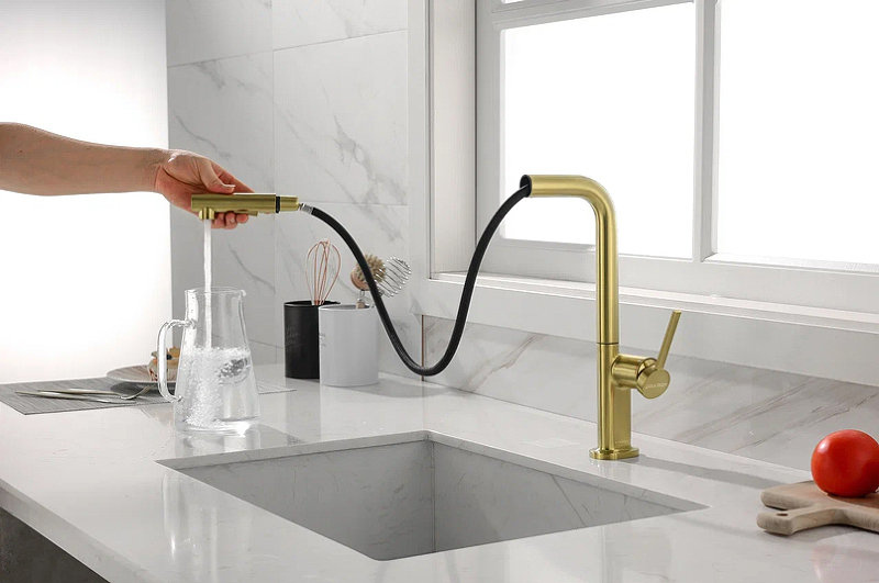 Смеситель для кухни Paulmark Neo светлое брашированное золото Ne214419-SBG - 6