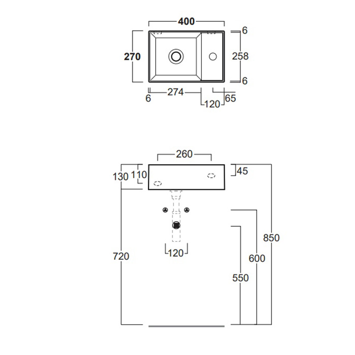 SIMAS AGILE Раковина подвесная 40х27 см, правая , с 1 отв под смеситель,цвет белый AG40 bi*1 - 1