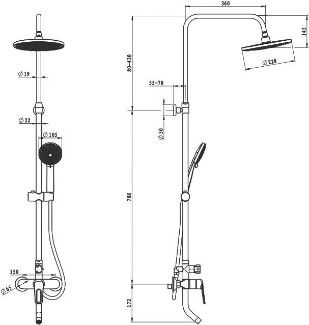 Душевая стойка Iddis Male MALSB3Fi06 - 1