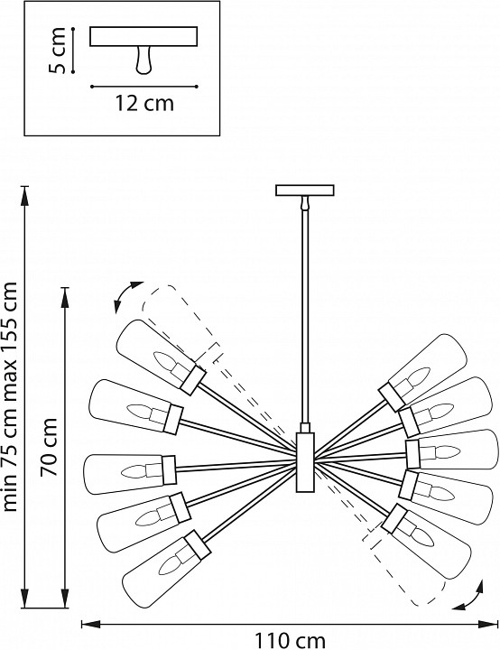 Люстра на штанге Lightstar Crotone 690103 - 3