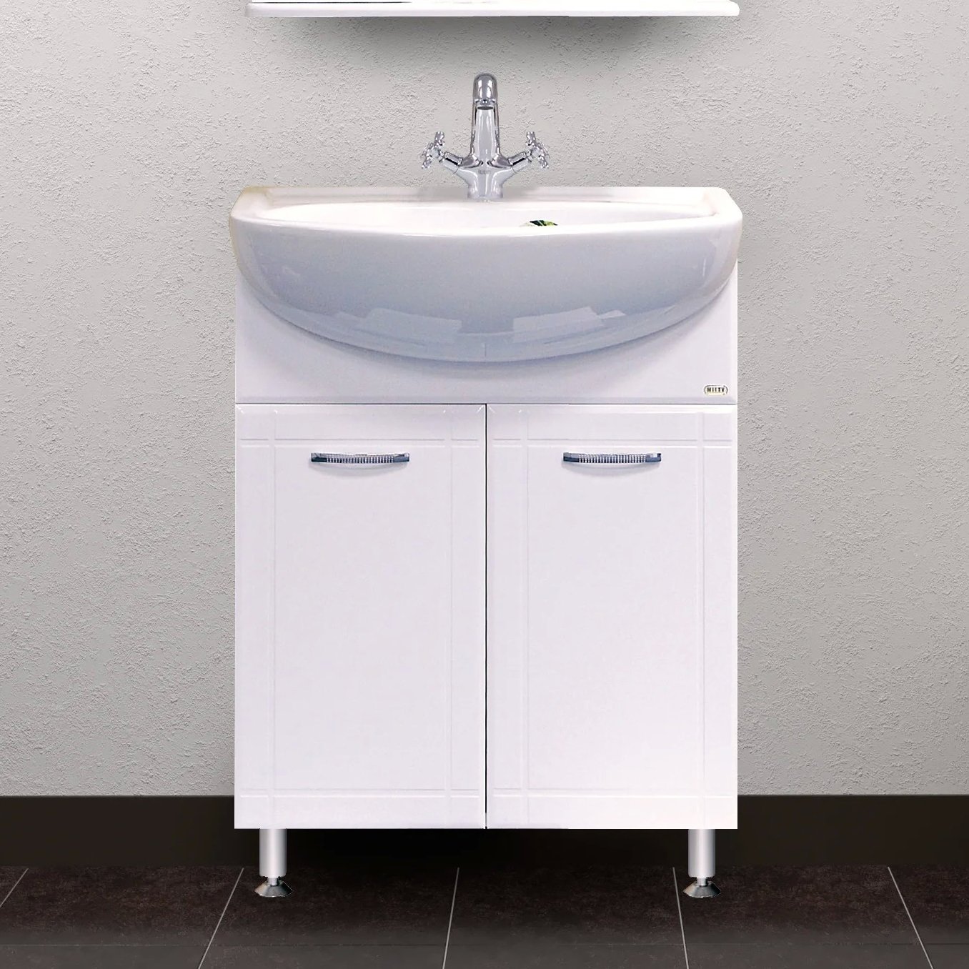 Тумба с раковиной Misty Уют 60 прямая белая - 0