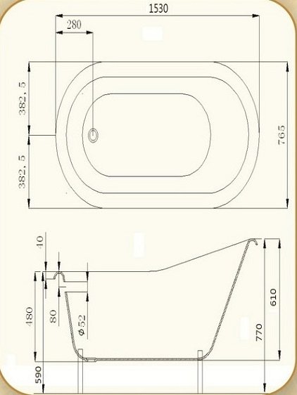 Чугунная ванна Magliezza Beatrice 153x77 см  BEATRICE CR - 5