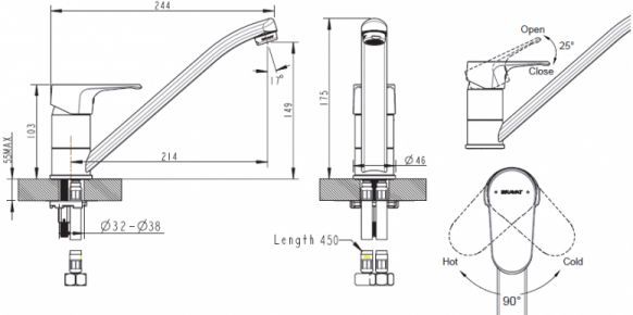 Смеситель Bravat Alfa F7120178CP-2 для кухонной мойки - 1