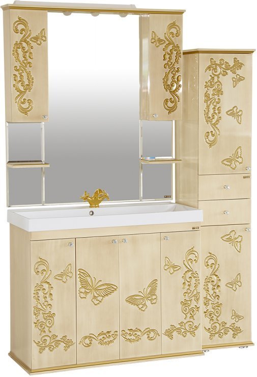 Зеркало Misty Бабочка 120 бежевый, патина Л-Баб04120-033Св - 2