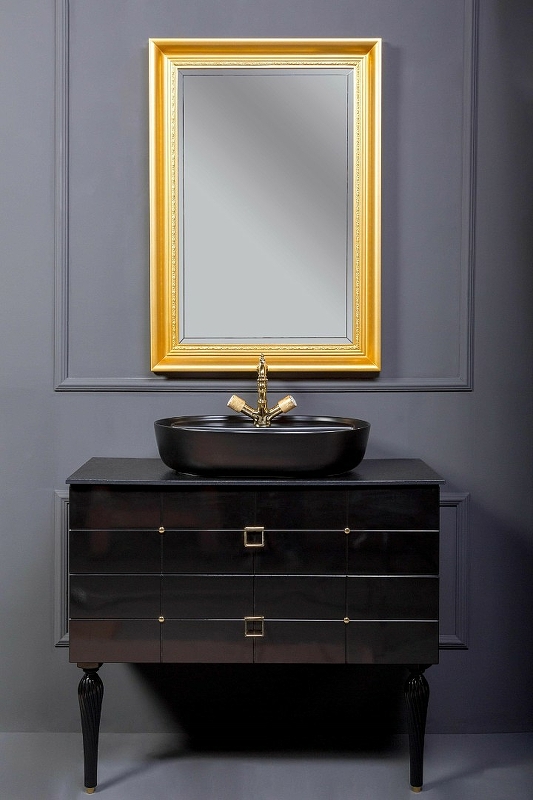 Тумба под раковину Armadi Art Vallessi Avangarde Piazza 80 черный - золото 841-080-BG - 2