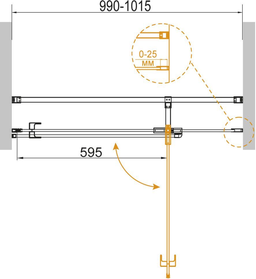 Душевая дверь в нишу Cezares Valvola B 1 100 C Cr VALVOLA-B-1-100-C-Cr - 2