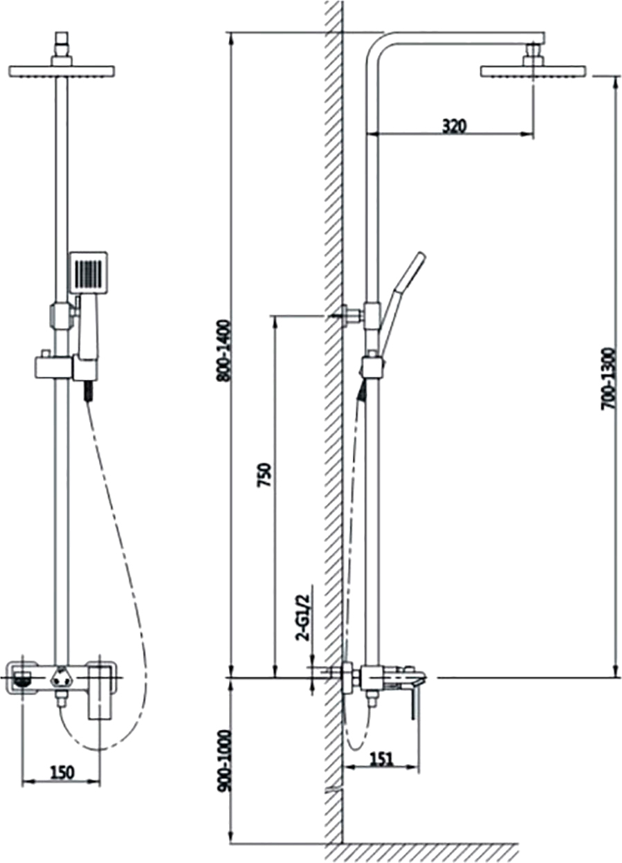 Душевая стойка Timo Briana SX-7130/03 черная - 1