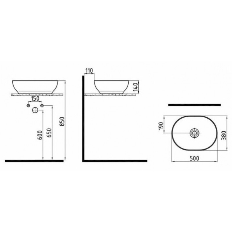 Раковина накладная Bien Motto 50 черный матовый MTLG05001FD0A1000 - 1
