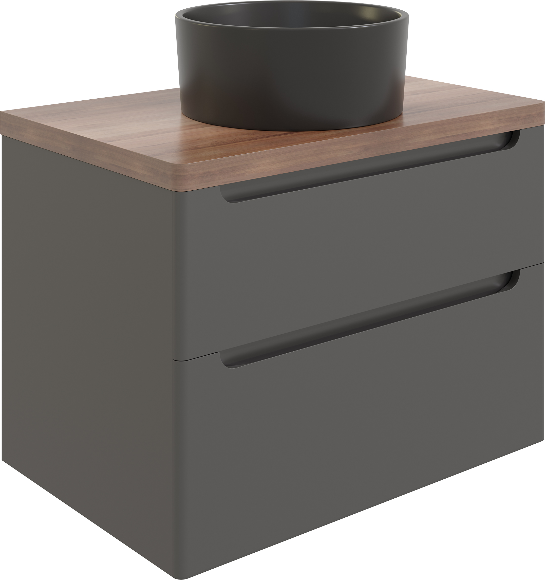 Тумба с раковиной STWORKI Берген 80 серая с темной столешницей, BOCCHI Vessel черная 549478 - 9