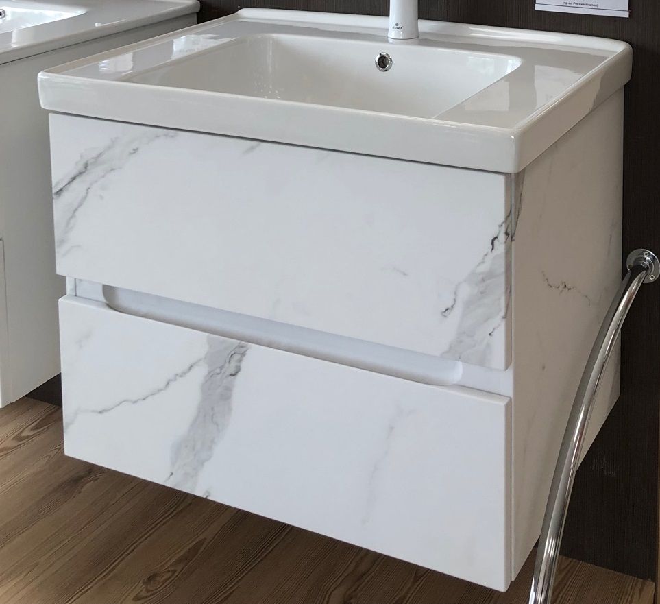TECHNO База под раковину подвесная с двумя выкатными ящиками,Монти мрамор AM-Techno-700-2C-SO-MR960 - 3
