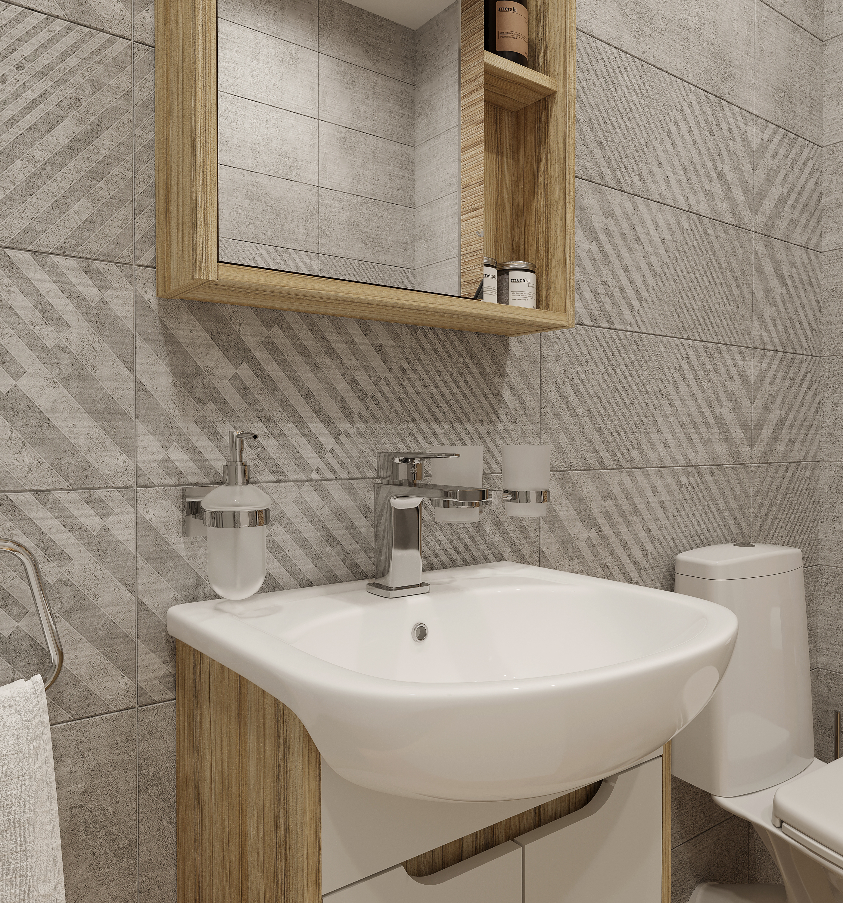 Мебель для ванной DIWO Углич 50 в скандинавском стиле, белый, под дерево 461717 - 5