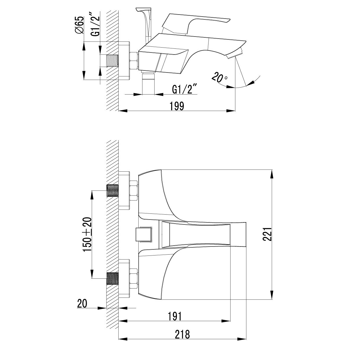Смеситель для ванны Lemark Unit хром  LM4502C - 1