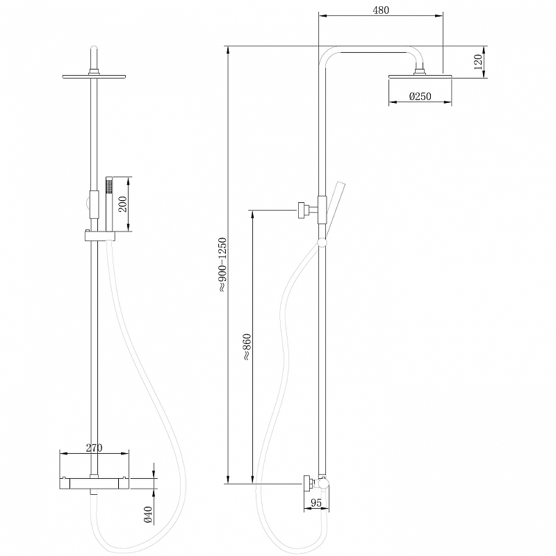 Душевая стойка Abber Wasser Kreis с термостатом розовое золото AF8160RG - 1