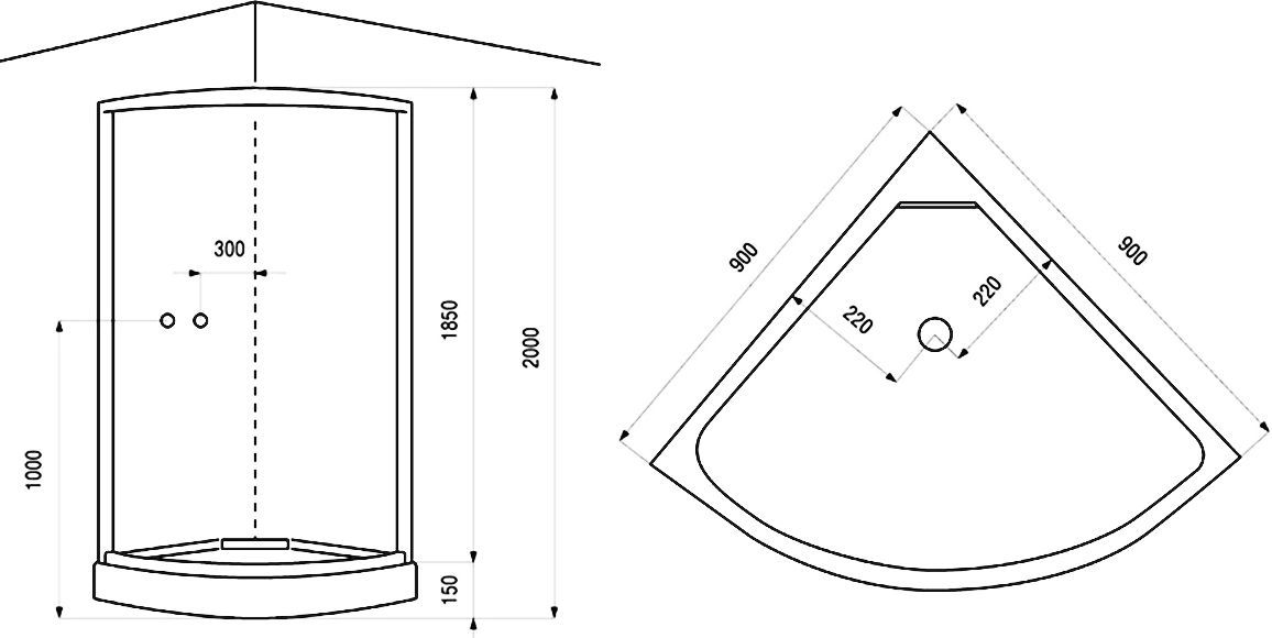 Душевая кабина Arcus  90x90 см  AS-100 - 1
