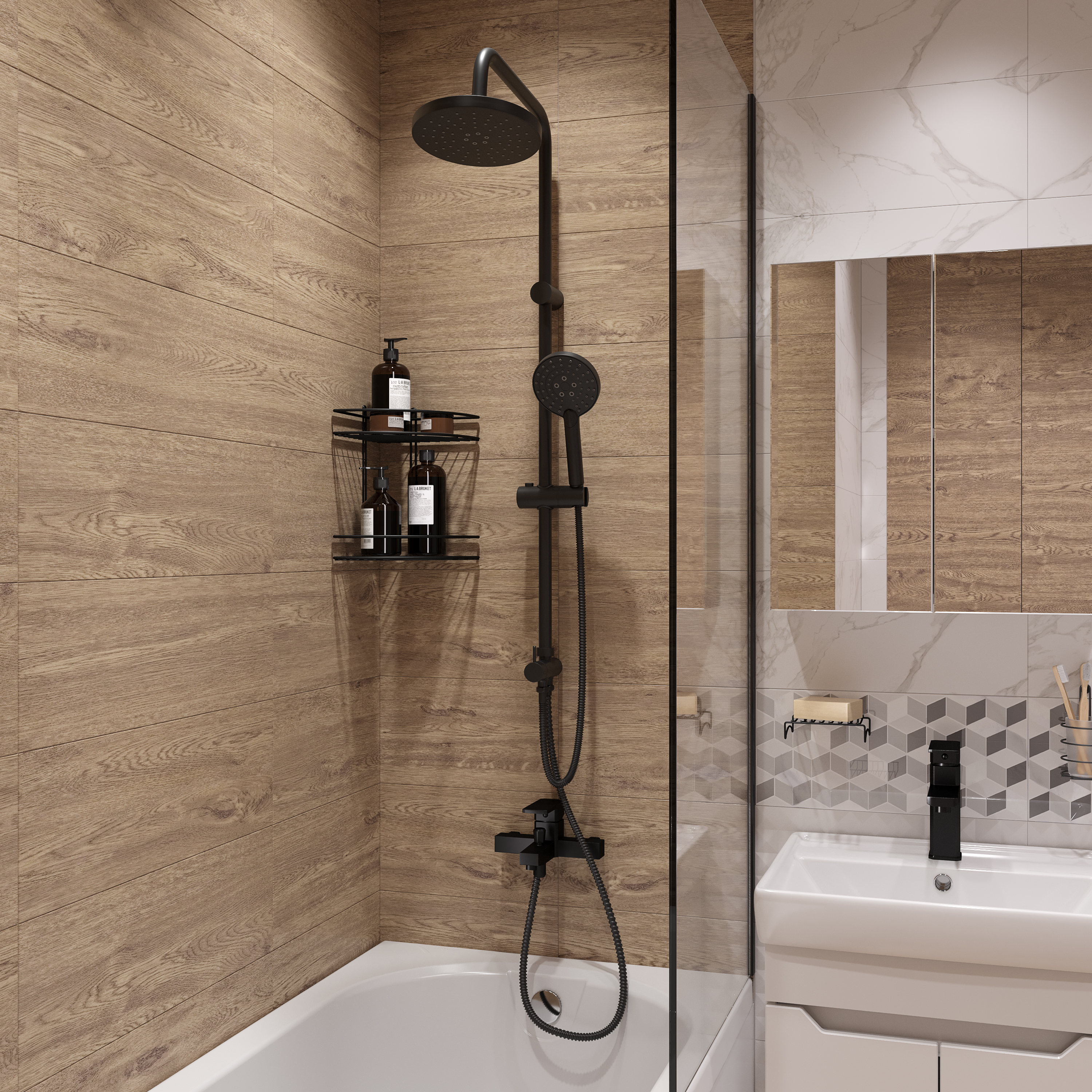 Смеситель для ванны с душем DIWO Суздаль SU-02b черный матовый - 2