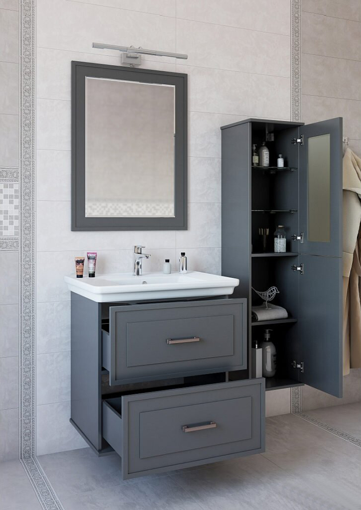 Шкаф-пенал Sanflor Модена R, серый C02732 - 2