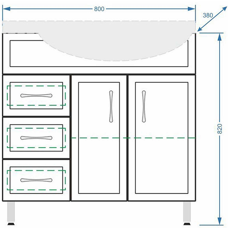 Тумба под раковину Stella Polar Концепт Коралл 80 L белый SP-00000129 - 3