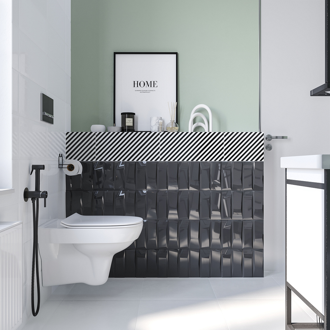 Гигиенический душ STWORKI by Damixa Хельсинки HFHS52030 со смесителем, С ВНУТРЕННЕЙ ЧАСТЬЮ, черный, встраиваемый, настенный, матовый - 7