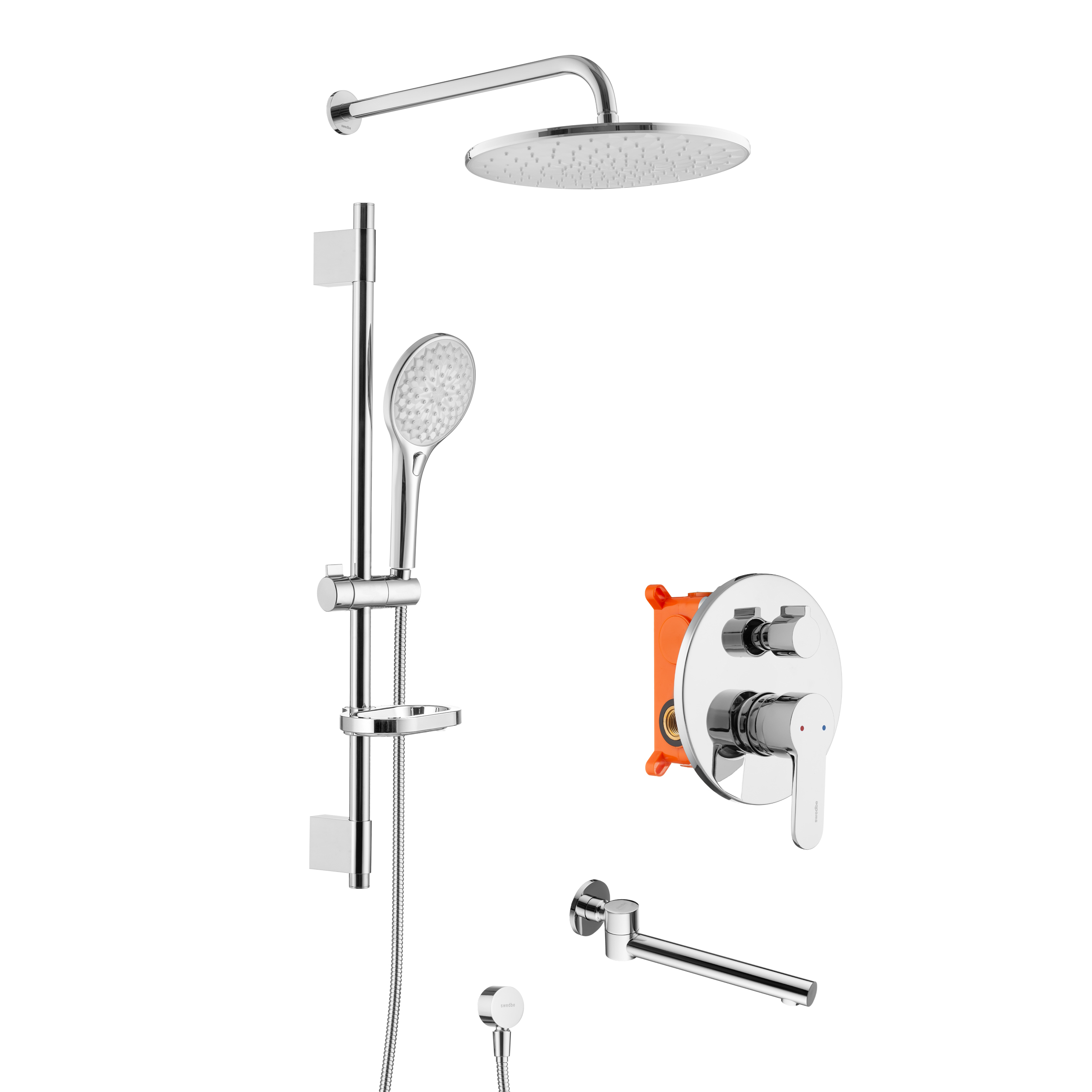 Swedbe Platta Душевой комплект со встроен.смесит. (с монтаж.боксом), верхн.душ. и повор.изливом 5542 - 0