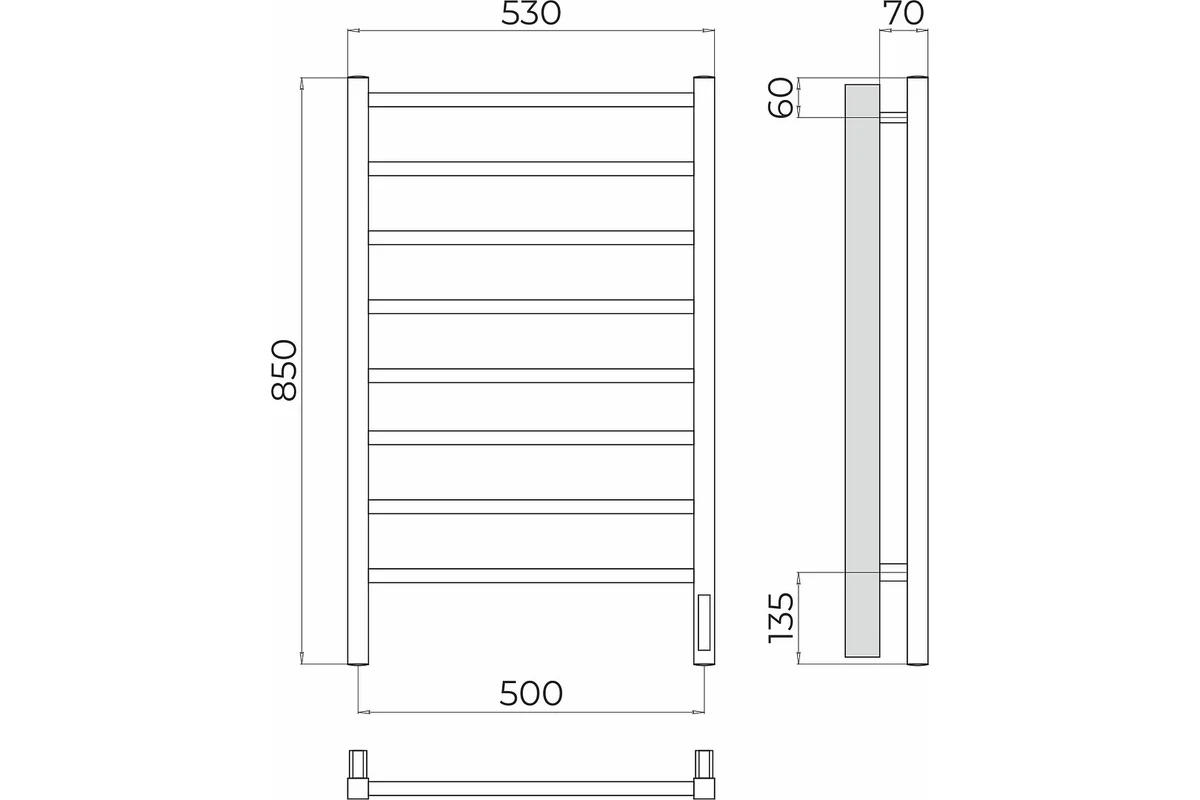 Полотенцесушитель Terminus Ватикан п8 500x850 электро (quick touch) 4670078544452 - 3