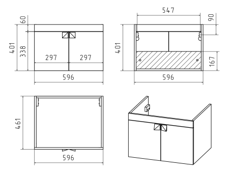 Тумба с раковиной Misty Сахара 60 белая глянцевая УТ000011603 - 2