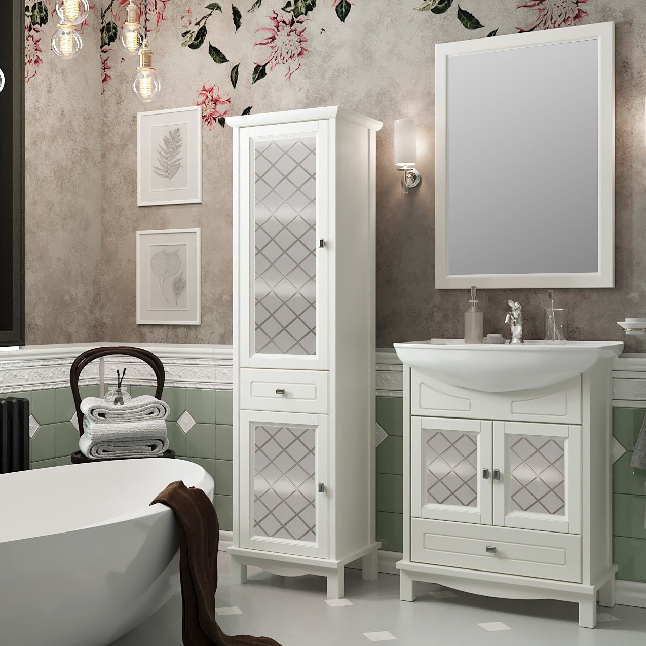 Шкаф-пенал Opadiris Омега 45 L слоновая кость 00-00001616 - 1