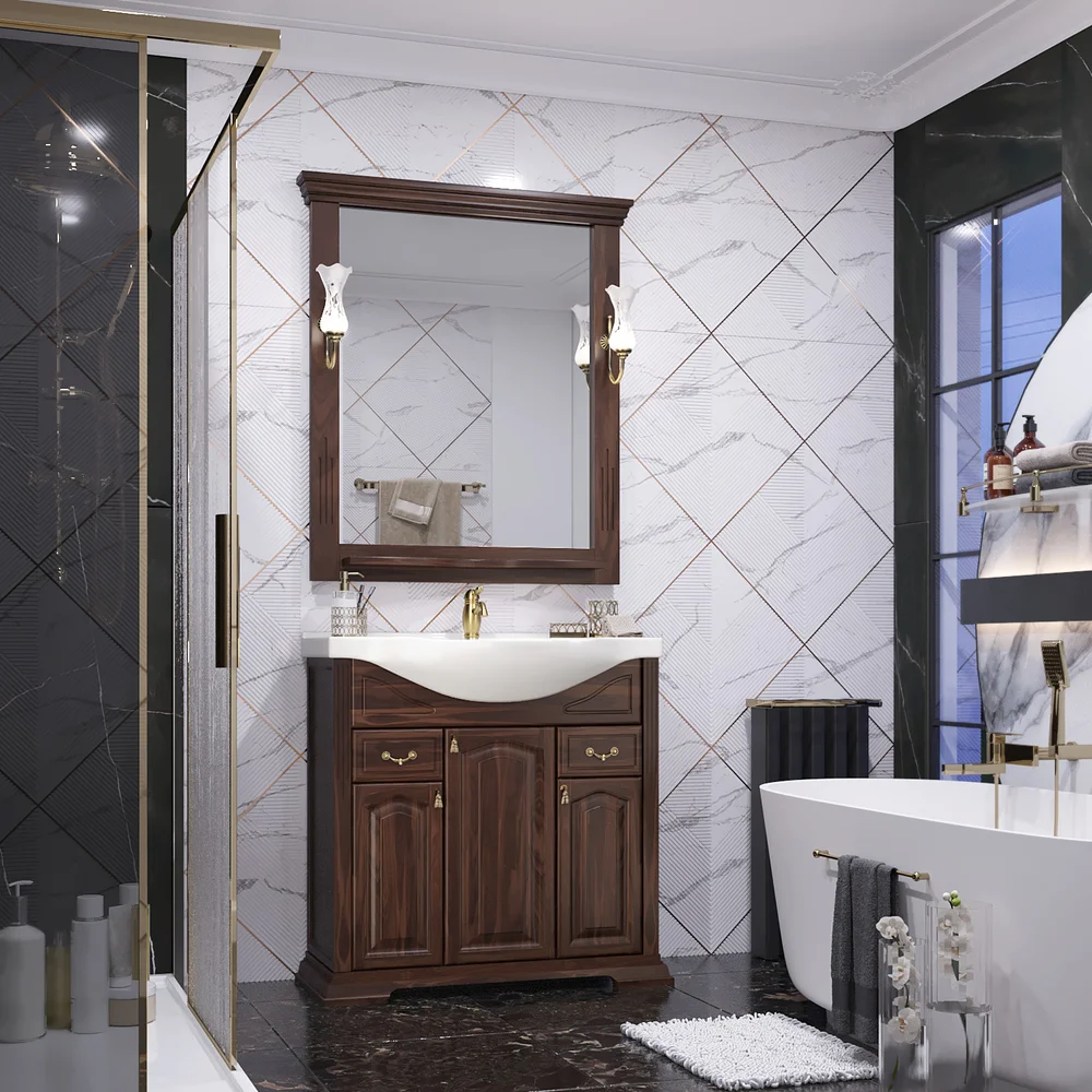 Тумба с раковиной Opadiris Риспекто 85 темное дерево - 3