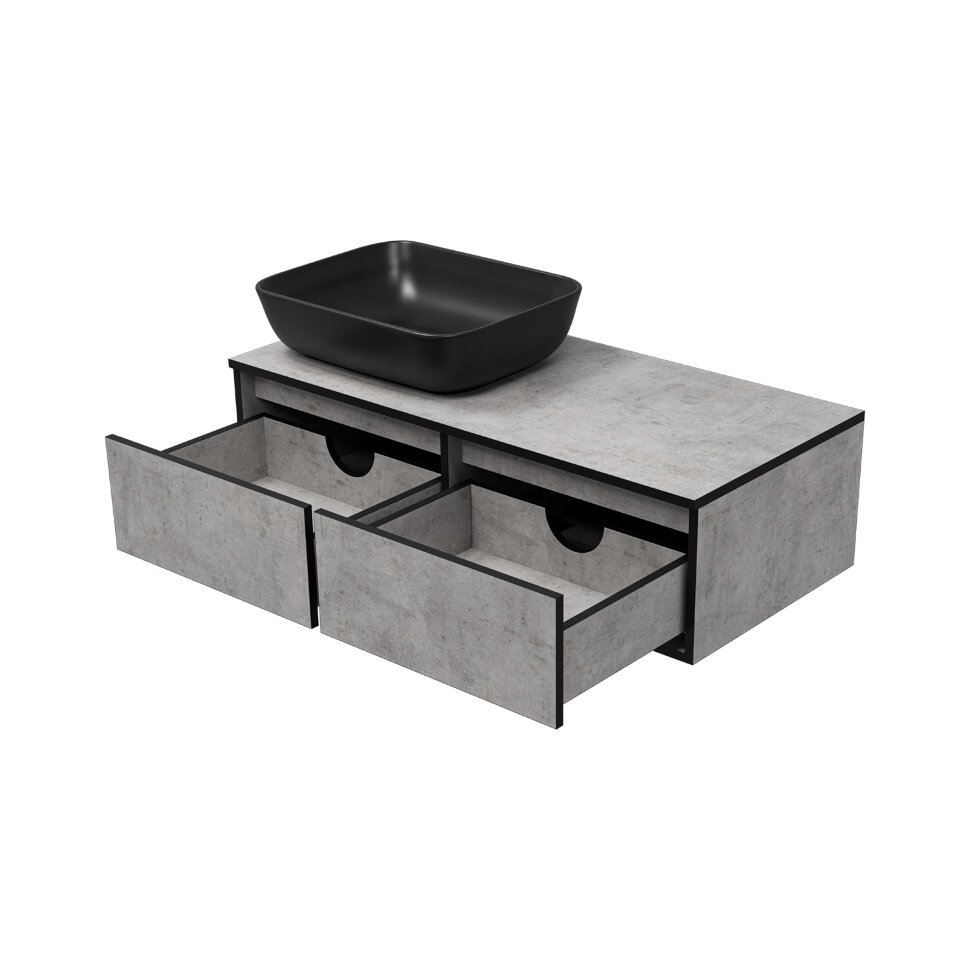 Тумба под раковину Brevita Stone 100 бетон  STO-01100-048П - 3